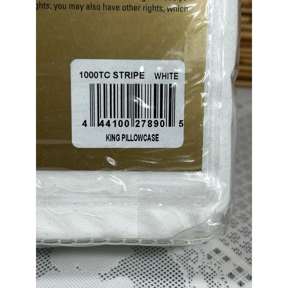 Wamsutta Dream Zone 2 Pillowcases 1000 Thread Count Pima Cotton StripeWHITE KING